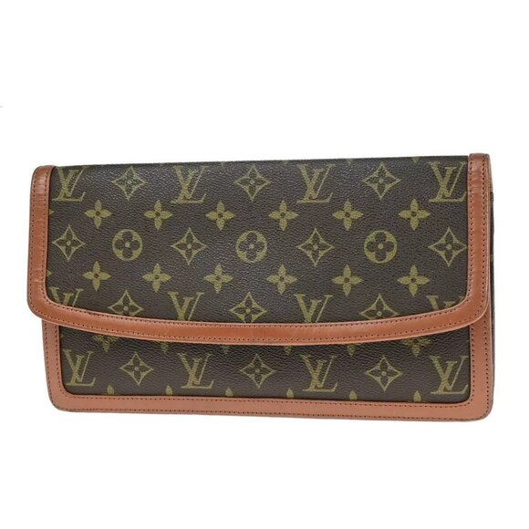 LOUIS VUITTON Pochette Dam GM Clutch Hand Bag Monogram Leather - Picture 1 of 16